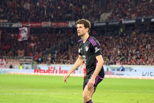 Thomas Müller (FC Bayern Munich) at the match of the 1. FBL: 23-24: 24. Sptg. SC Freiburg - FC Bayern Munich  DFL REGULATIONS PROHIBIT ANY USE OF PHOTOGRAPHS AS IMAGE SEQUENCES AND/OR QUASI-VIDEONann  Photo: Joachim Hahne/johapress