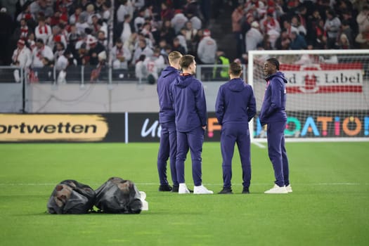 The players and coaches inspecting the pitch before the Europa League match - Round of 16: SC Freiburg vs West Ham United