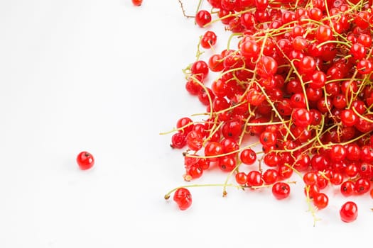 red currants on a white background, closeup