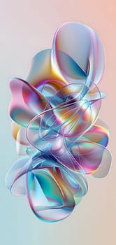 Abstract colorful glassy form on pink background. Neural network generated in January 2024. Not based on any actual scene or pattern.