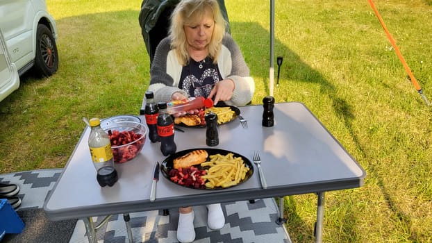 WARSTEIN, GERMANY -JUNE 07, 2023: Warstein, Germany-June 07, 2023: Visit to the Warsteiner World campsite with the RV camper. With a city tour.