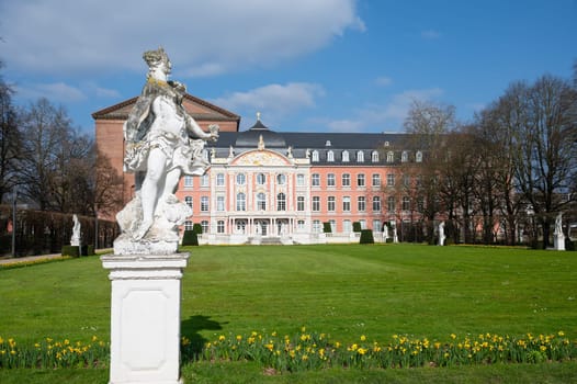 Electoral palace with garden in the roman city of Trier, connected to the constantin basilica, Moselle valley, Rhineland palatinate in Germany