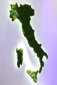 Map of Italy made of the green grass