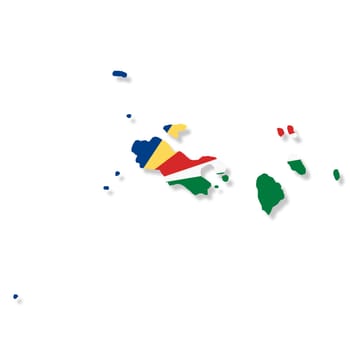 A Seychelles flag map on white background with clipping path 3d illustration