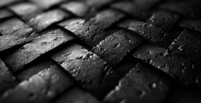 Black carbon texture, panoramic background AI generated image