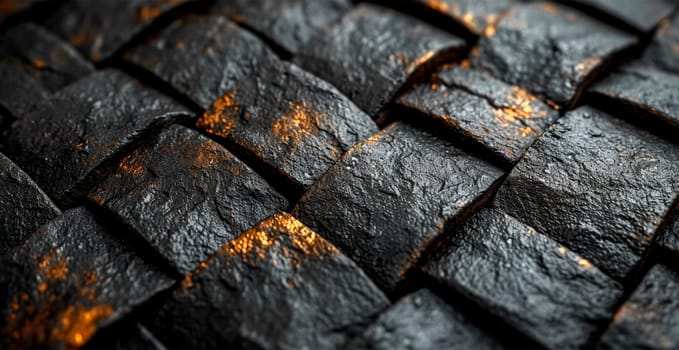 Black carbon texture, panoramic background AI generated image
