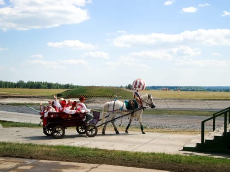 Kubinka, Russia - June 12, 2011: Theatrical performance of soldiers at the festival