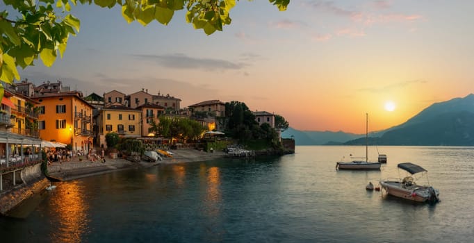 Varenna scenic sunset view in Como lake, Italy