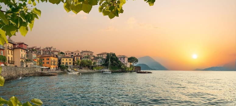 Varenna scenic sunset view in Como lake, Italy