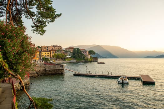 Varenna scenic sunset view in Como lake, Italy
