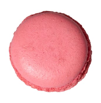 Raspberry  macaron on isolated background, dessert, top view