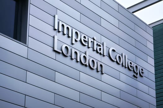 London, United Kingdom - February 01, 2019: Imperial College sign on one of this research university entrances. It was established 1907 and is in top 10 best world universities (as of 2020)