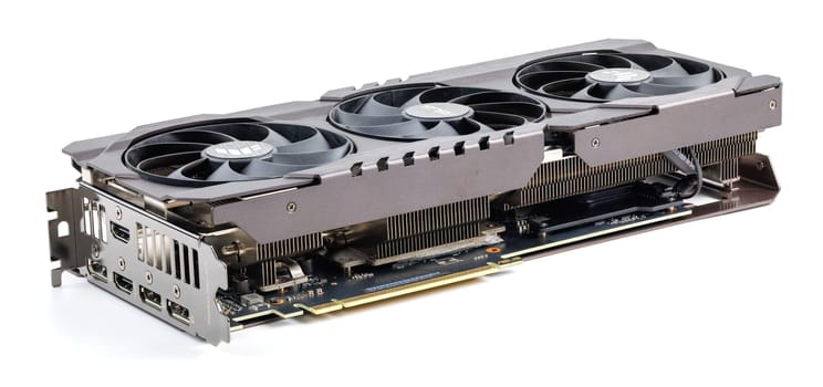 NVIDIA RTX 3060 OC 12g TUF Gaming graphics card on white background. Tula, Russia - July 26, 2022