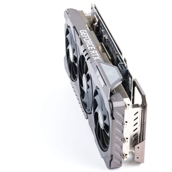NVIDIA RTX 3060 OC 12g TUF Gaming graphics card on white background. Tula, Russia - July 26, 2022