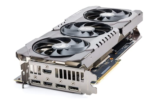 NVIDIA RTX 3060 OC 12g TUF Gaming graphics card on white background. Tula, Russia - July 26, 2022