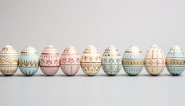 gold and pastel colorful easter egg, ai