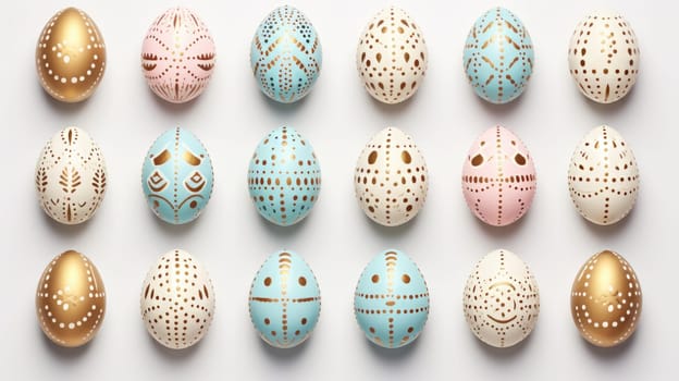 gold and pastel colorful easter egg, ai