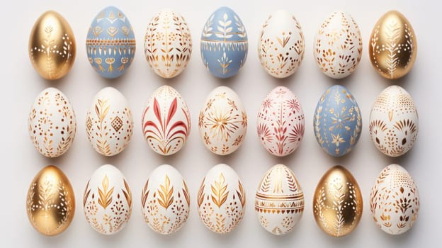 gold and pastel colorful easter egg, ai