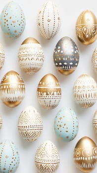 gold and pastel colorful easter egg, ai