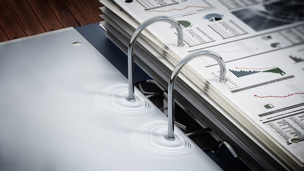 Document folder mechanism illustrated as swimming pool ladder. Business and vacations concept. 3D illustration.