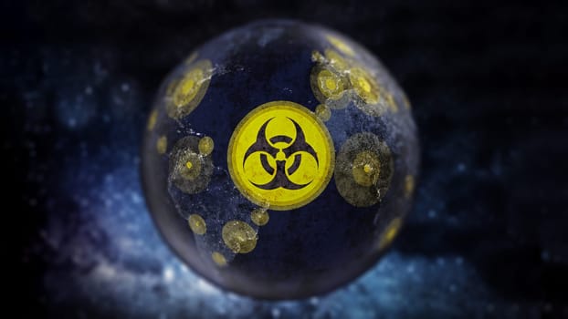 Pandemia map featuring red population zones. 3D illustration.