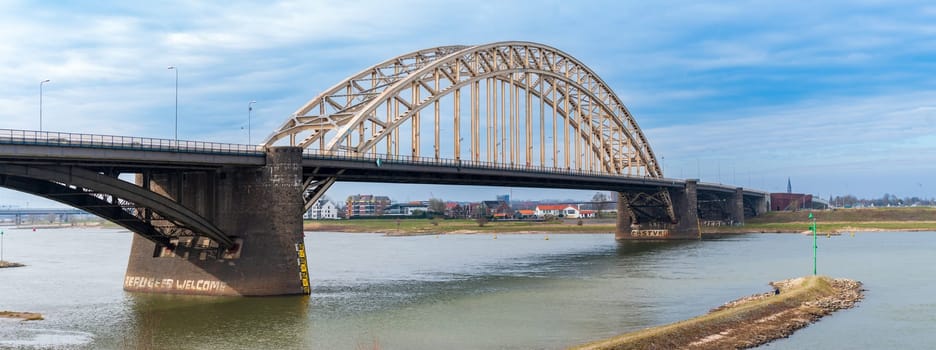 Arch bridge over the Waal river at Nijmegen, Netherlands