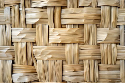 Flat full-frame seamless texture of wicker bamboo wall. Neural network generated image. Not based on any actual scene or pattern.