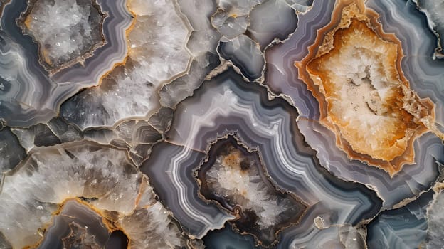 Geode rock texture, background and wallpaper. Neural network generated image. Not based on any actual scene or pattern.