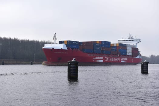 Container ship in the Kiel Canal