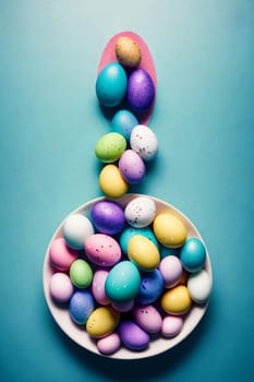 An intricate Easter card design featuring a variety of beautifully decorated eggs. Easter desing