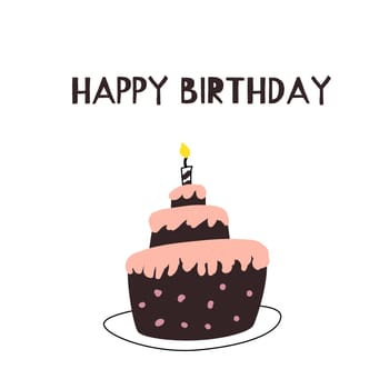 Happy birthday cake background - card template. Can used for celebration design, holiday graphic, congratulation banner.