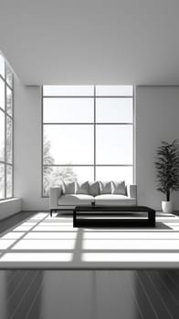 modern minimalist living room interior, ai