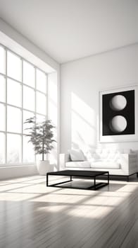 modern minimalist living room interior, ai