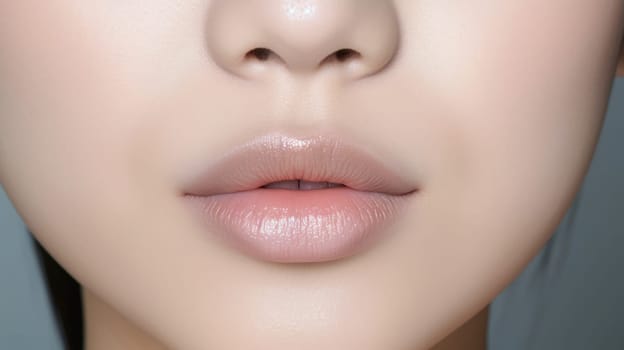 close up portrait of a woman lips skin care, ai
