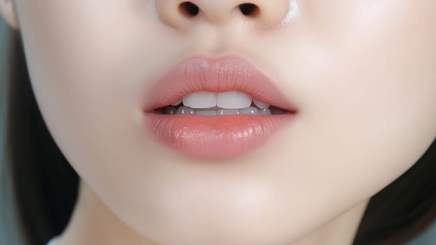close up portrait of a woman lips skin care, ai