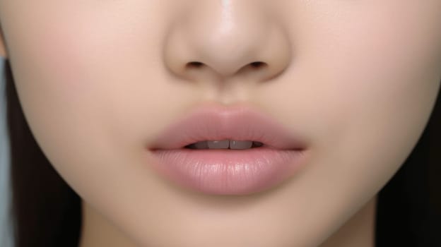 close up portrait of a woman lips skin care, ai