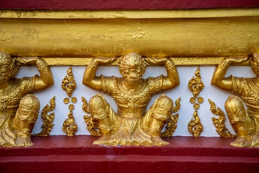 Details at  Wat Phra That Nong Bua Temple in the city centre of Udon Ratchathani and Province Ubon Ratchathani in Thailand.  Thailand, Ubon Ratchathani, November, 24, 2023