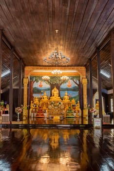 inside of Wat Mani Wanaram in the city centre of Udon Ratchathani and Province Ubon Ratchathani in Thailand.  Thailand, Ubon Ratchathani, November, 23, 2023