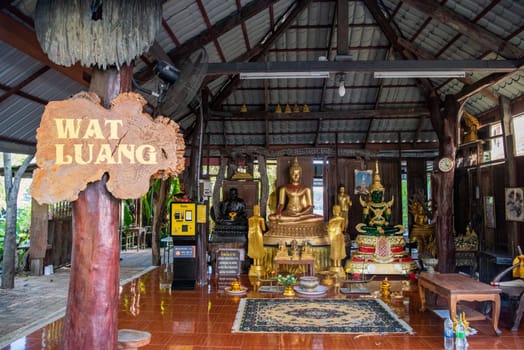 Buddha inside of Wat Luang in the city Udon Ratchathani and Province Ubon Ratchathani in Thailand.  Thailand, Ubon Ratchathani, November, 23, 2023