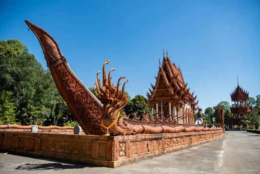 the Ship Temple of Wat Sa Prasan Suk in the city centre of Udon Ratchathani and Province Ubon Ratchathani in Thailand.  Thailand, Ubon Ratchathani, November, 24, 2023