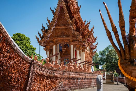 the Ship Temple of Wat Sa Prasan Suk in the city centre of Udon Ratchathani and Province Ubon Ratchathani in Thailand.  Thailand, Ubon Ratchathani, November, 24, 2023