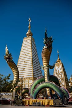 the Sri Maha Pho Chedi of Wat Phra That Nong Bua Temple in the city centre of Udon Ratchathani and Province Ubon Ratchathani in Thailand.  Thailand, Ubon Ratchathani, November, 24, 2023