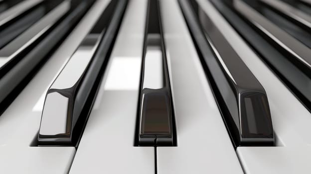 Close-up of piano keyboard. Close frontal view. AI generated