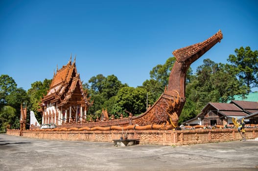 the Ship Temple of Wat Sa Prasan Suk in the city centre of Udon Ratchathani and Province Ubon Ratchathani in Thailand.  Thailand, Ubon Ratchathani, November, 24, 2023