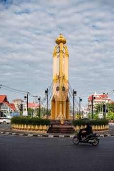 the Clock Tower in the city centre of Udon Ratchathani and Province Ubon Ratchathani in Thailand.  Thailand, Ubon Ratchathani, November, 25, 2023