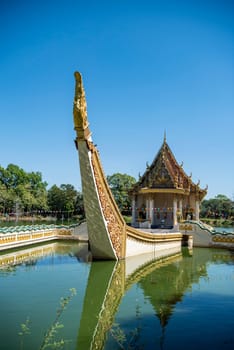 the Ship Temple of Wat Sa Prasan Suk in the city centre of Udon Ratchathani and Province Ubon Ratchathani in Thailand.  Thailand, Ubon Ratchathani, November, 24, 2023