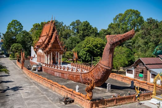 the Ship Temple of Wat Sa Prasan Suk in the city centre of Udon Ratchathani and Province Ubon Ratchathani in Thailand.  Thailand, Ubon Ratchathani, November, 24, 2023