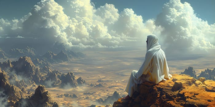 Moses receiving the ten commandments at Mount Sinai, religion and faith, prophet of judaism and christianity