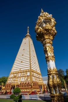 the Sri Maha Pho Chedi of Wat Phra That Nong Bua Temple in the city centre of Udon Ratchathani and Province Ubon Ratchathani in Thailand.  Thailand, Ubon Ratchathani, November, 24, 2023