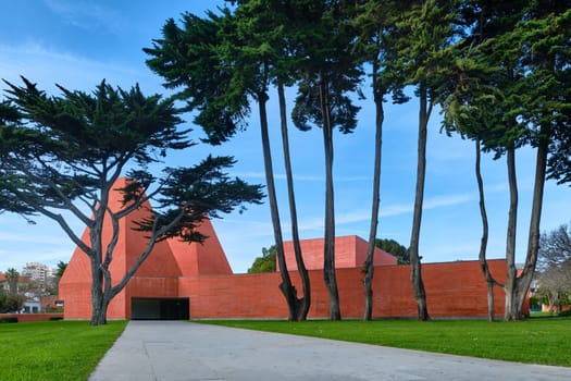 Cascais, Portugal Feb 17, 2024: Paula Rego Stories House (Casa das Historias Paula Rego) art museum on sunny day. Design by architect Eduardo Souto de Moura.